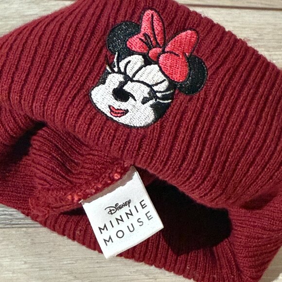 Disney Minnie Mouse Beanie Hat with Tassle One Size Knit PomPom Red Pink Cap - Picture 6 of 6